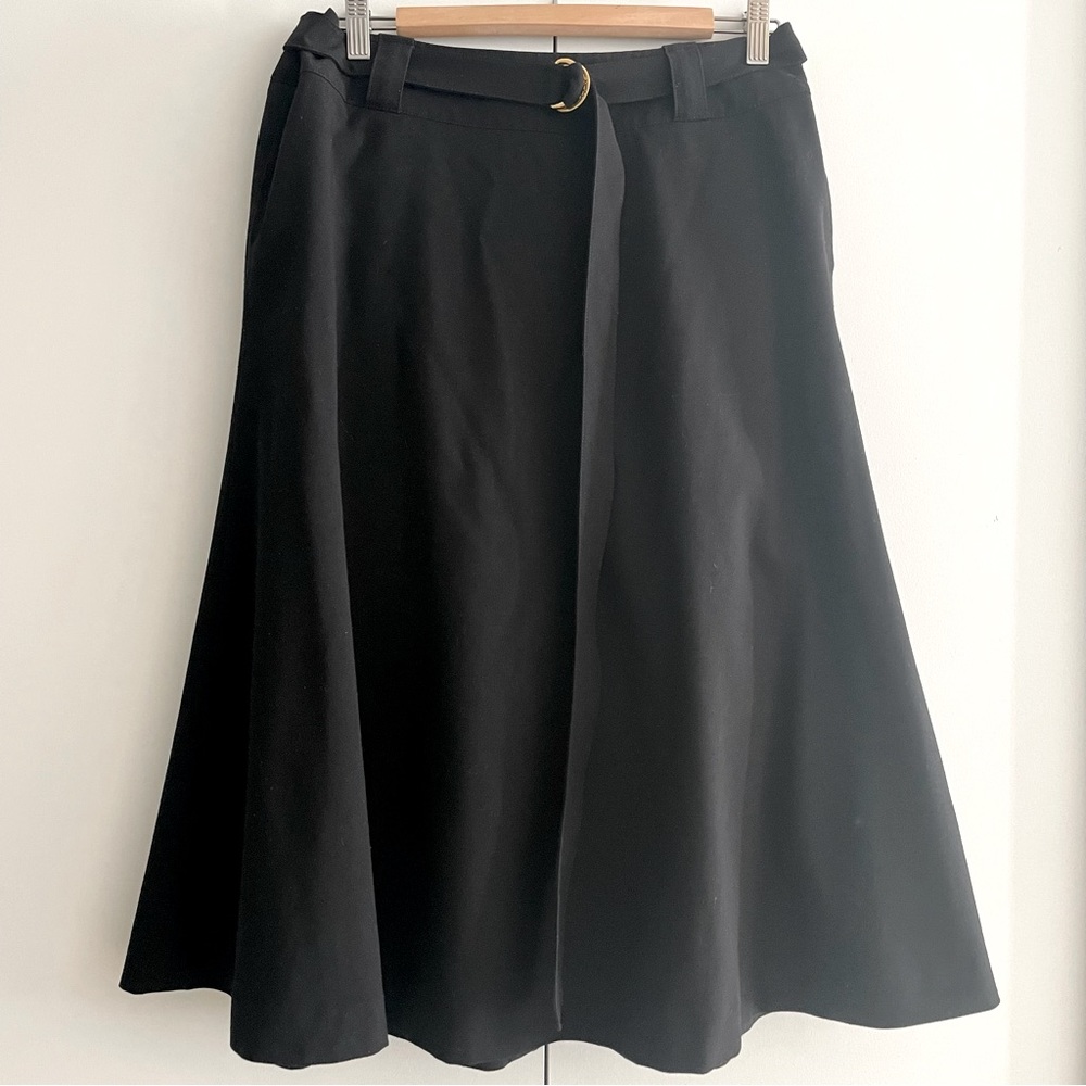 Calvin Klein black midi A-line skirt